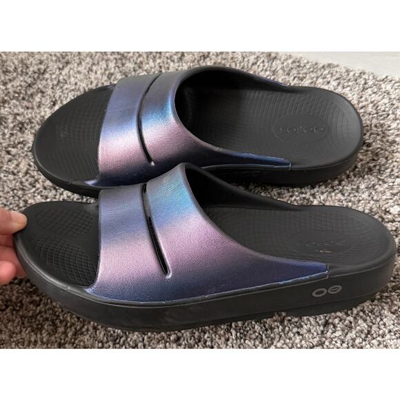 OOFOS women's ooahh luxe slide midnight spectre women's size 9 - Picture 1 of 5